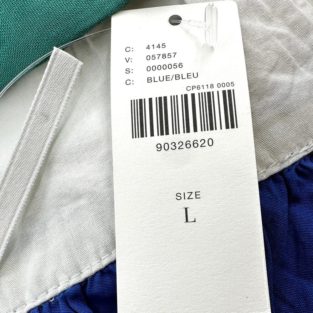 By Anthropologie Sleeveless Whipstitch Mini Dress 100% Cotton Blue Green L NWT - Picture 3 of 7